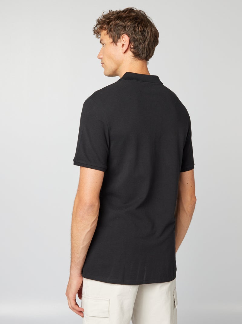 Polo en piqué de coton noir - Kiabi