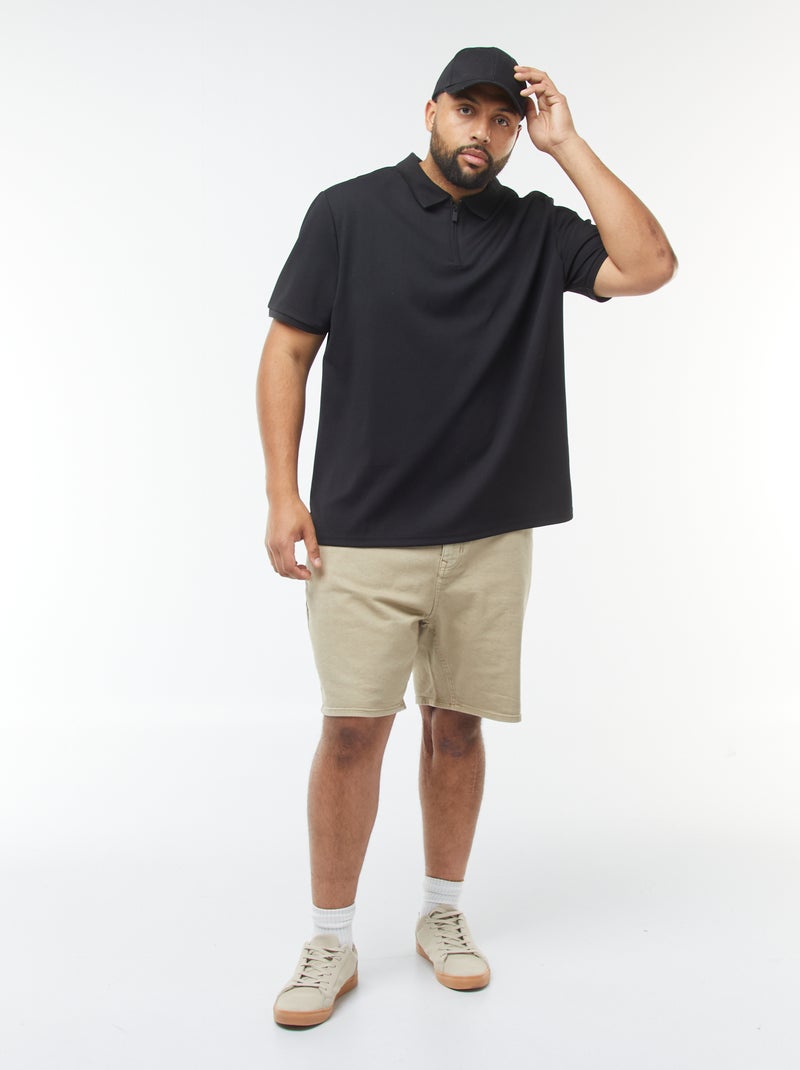 Polo en piqué de coton noir - Kiabi