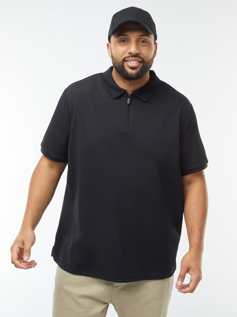 Polo en piqué de coton noir - Kiabi