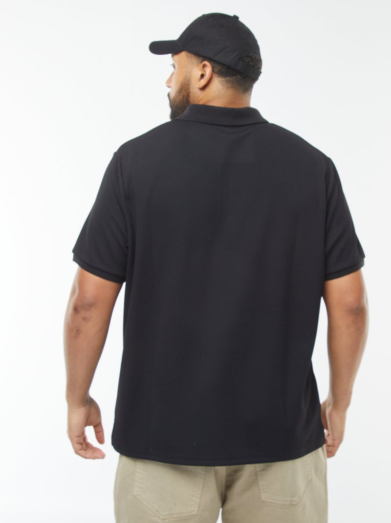 Polo en piqué de coton noir - Kiabi