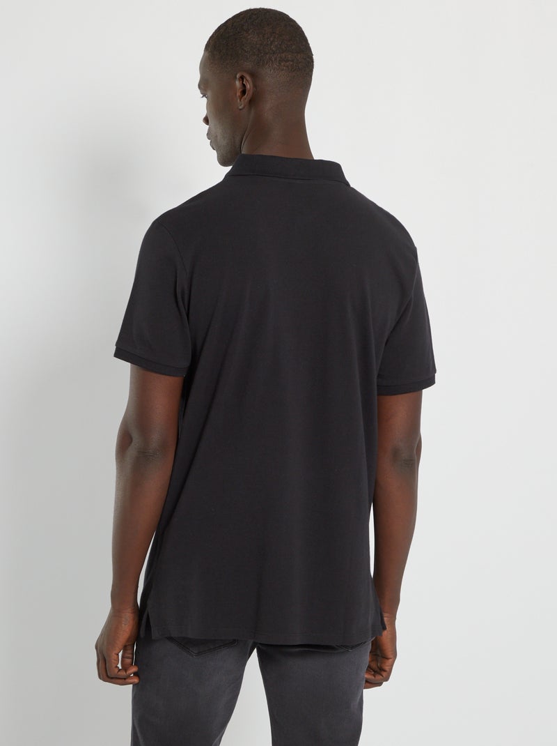 Polo en piqué de coton noir - Kiabi
