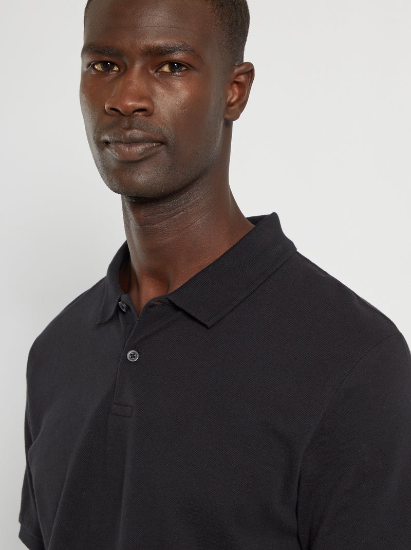 Polo en piqué de coton noir - Kiabi
