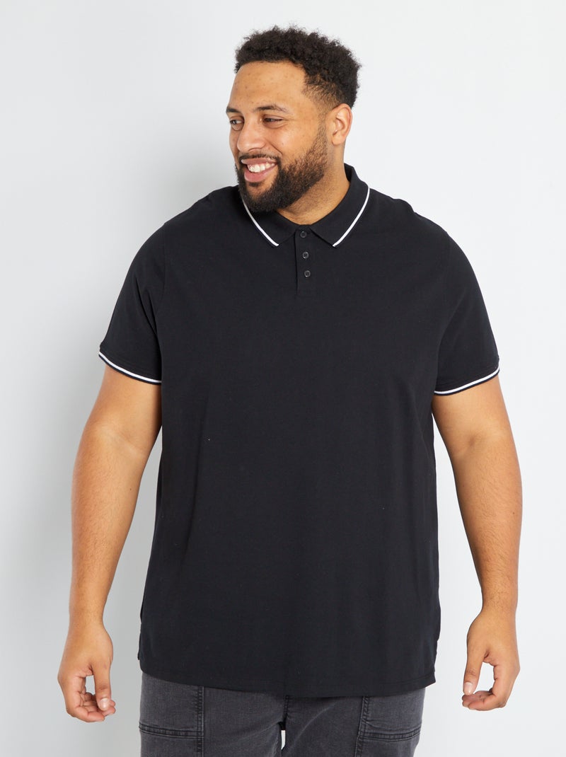 Polo en piqué de coton noir - Kiabi
