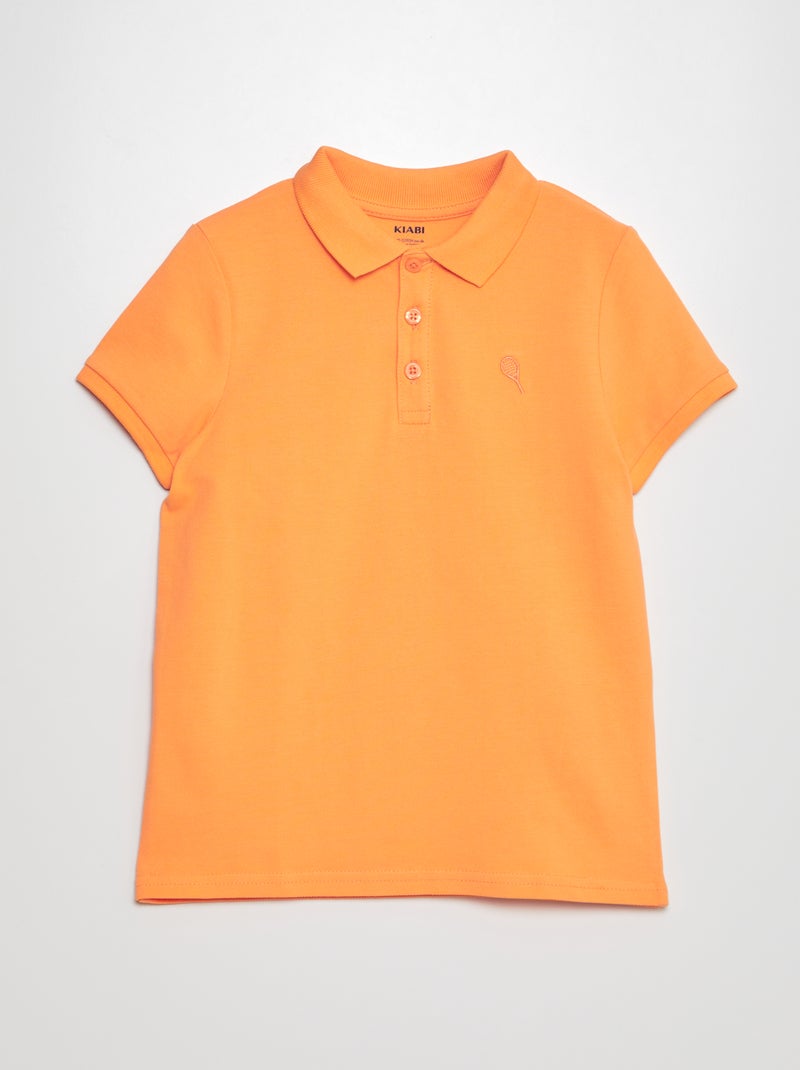 Polo en piqué de coton ORANGE - Kiabi