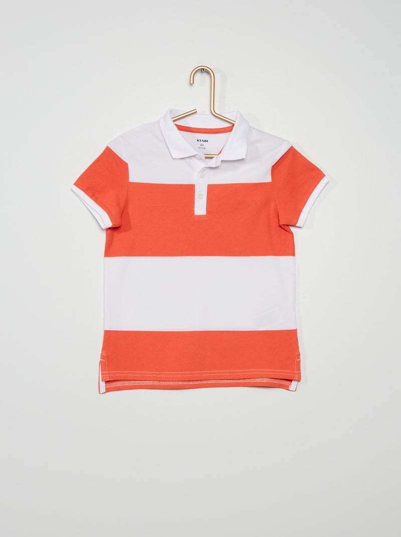 Polo en piqué de coton orange - Kiabi