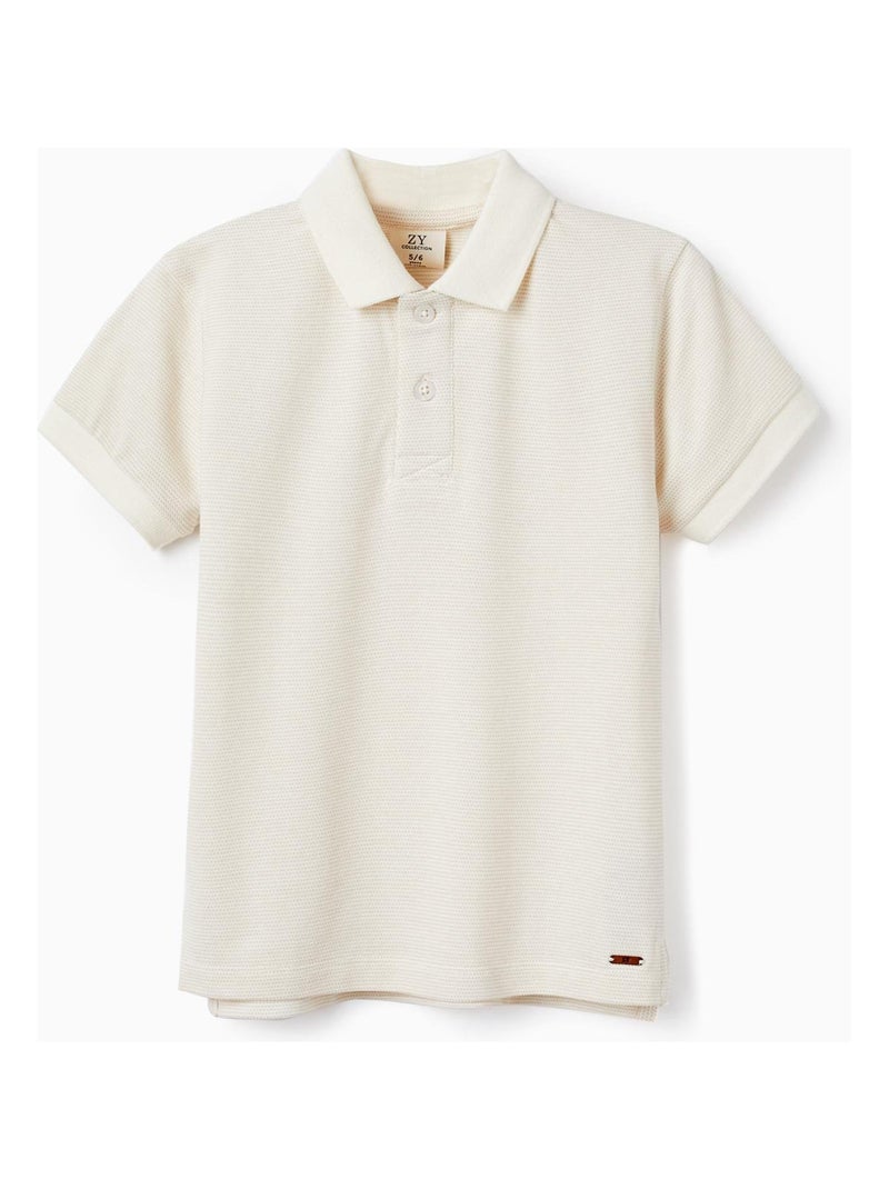 Polo en Piqué de Coton pour Garçon manches courtes Beige clair - Kiabi