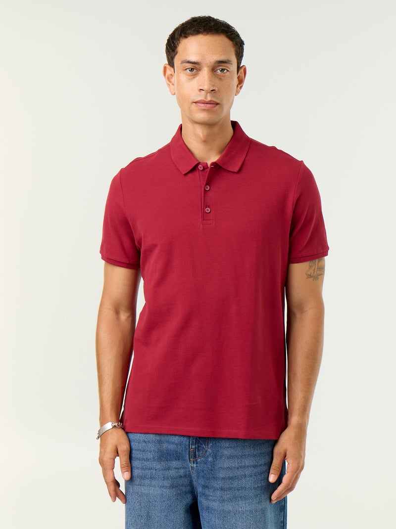 Polo en piqué de coton Rouge - Kiabi