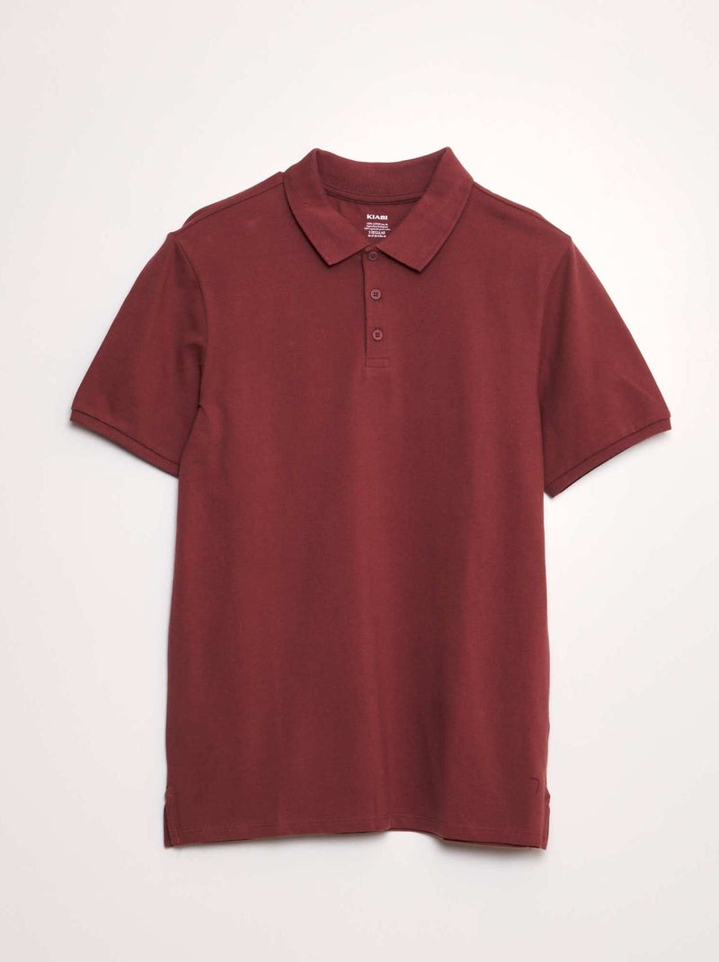 Polo en piqué de coton rouge brique - Kiabi