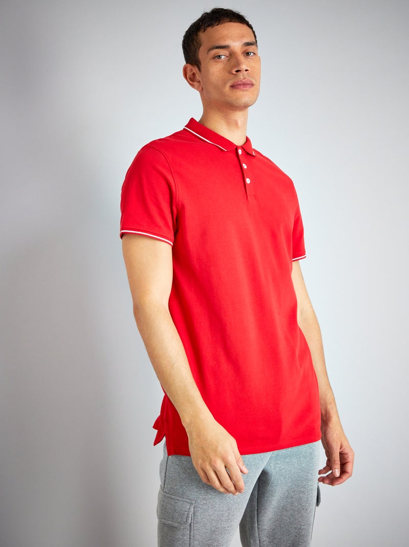 Polo en piqué de coton Rouge - Kiabi