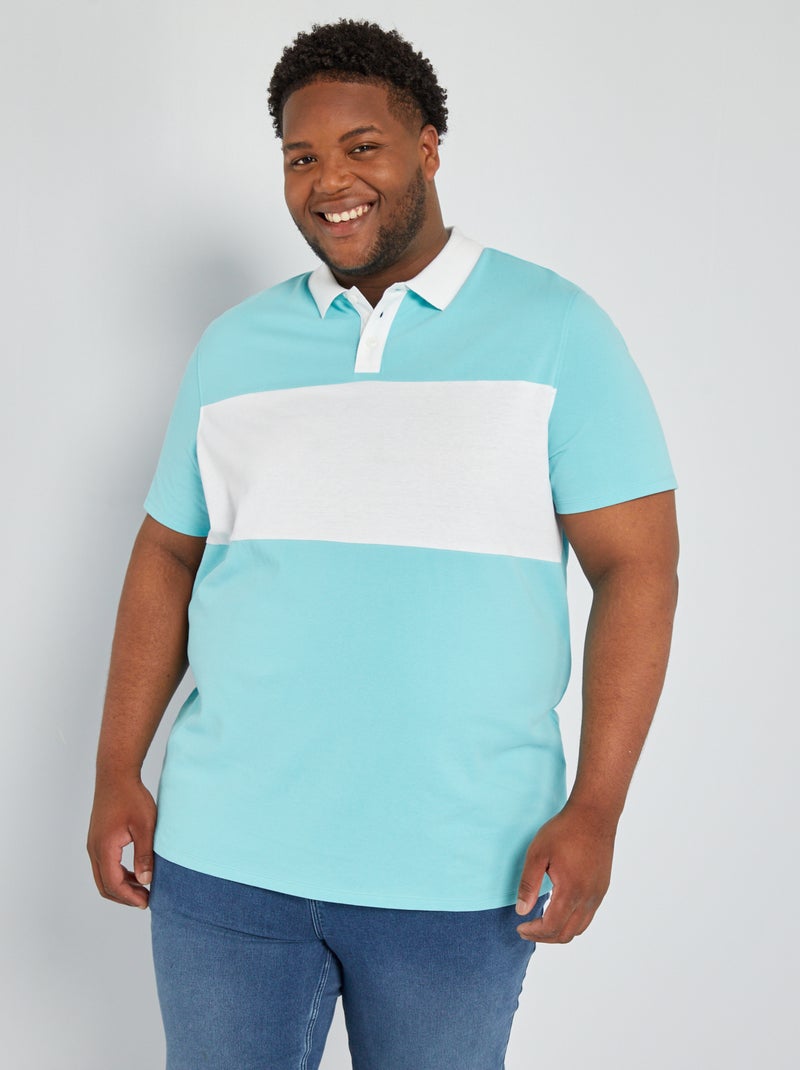 Polo en piqué de coton stretch Bleu - Kiabi