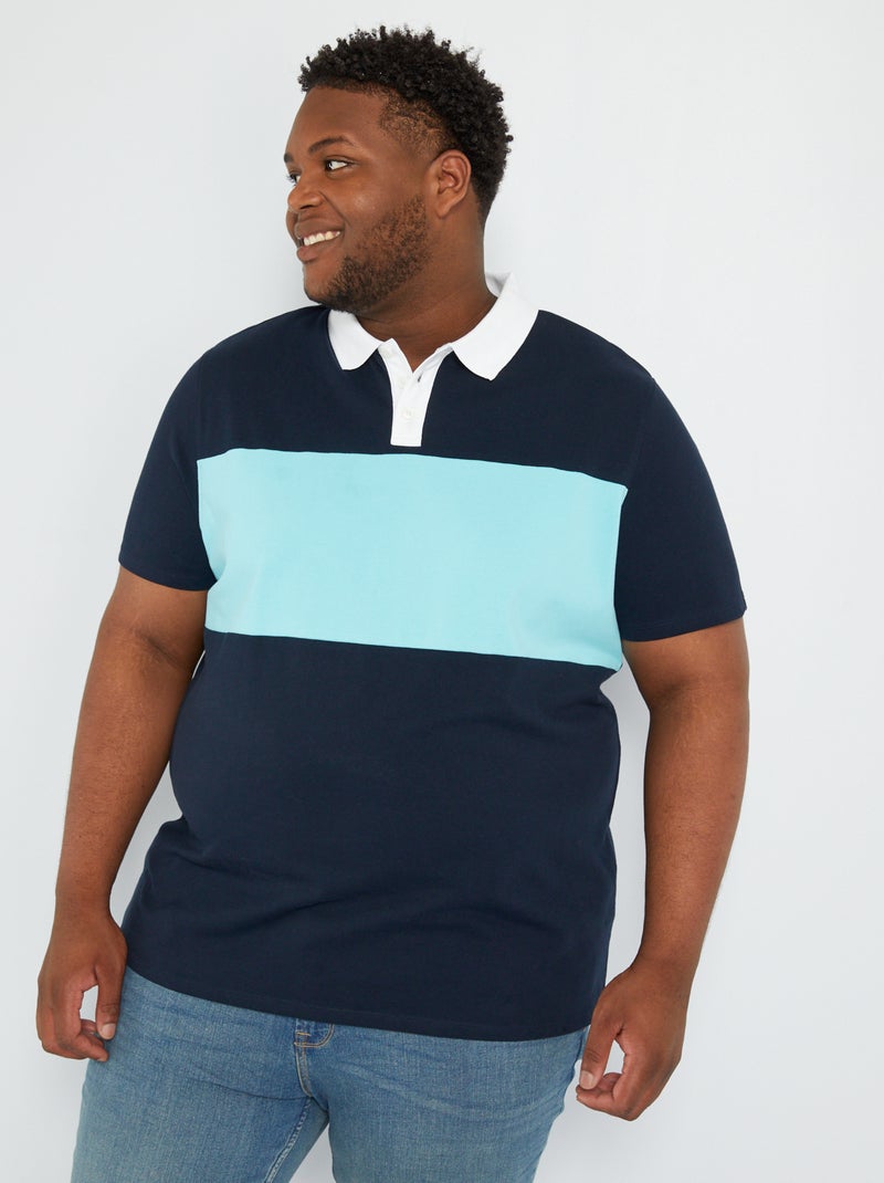 Polo en piqué de coton stretch Bleu - Kiabi