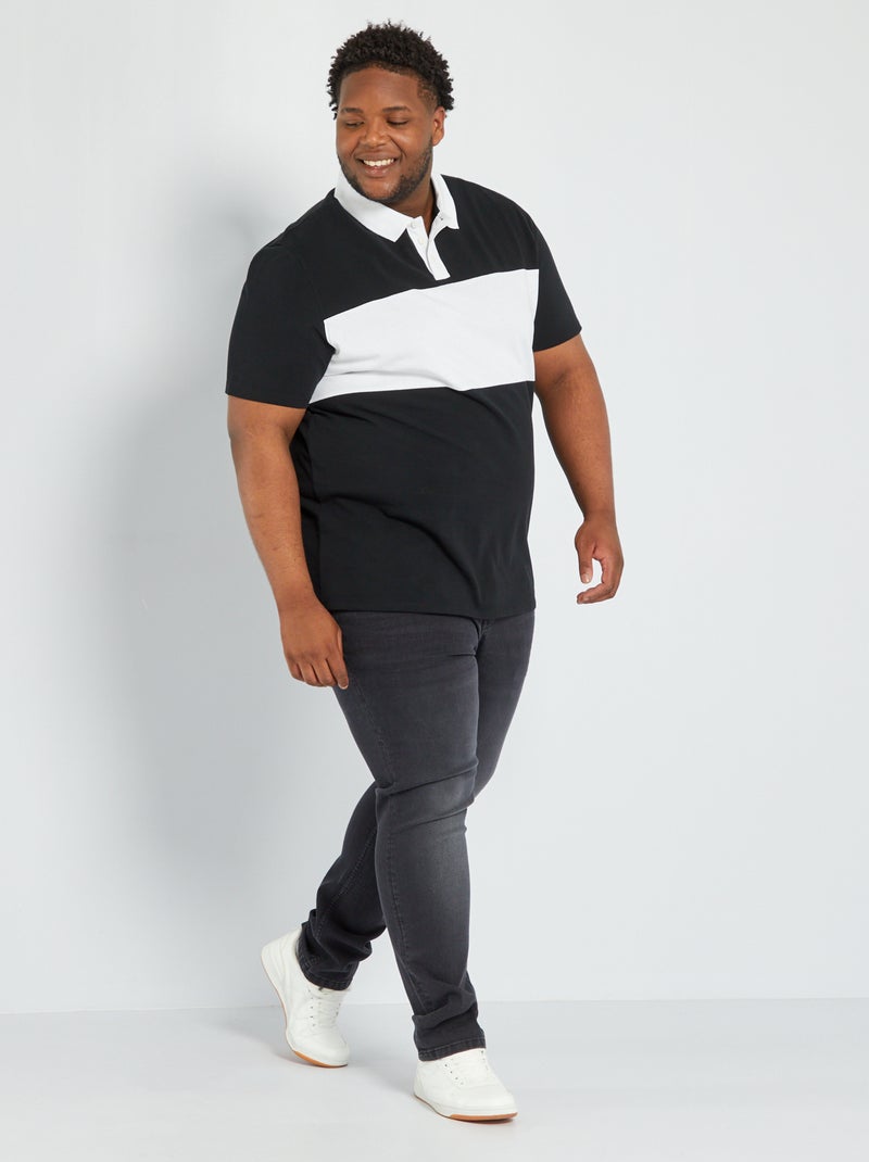 Polo en piqué de coton stretch noir - Kiabi