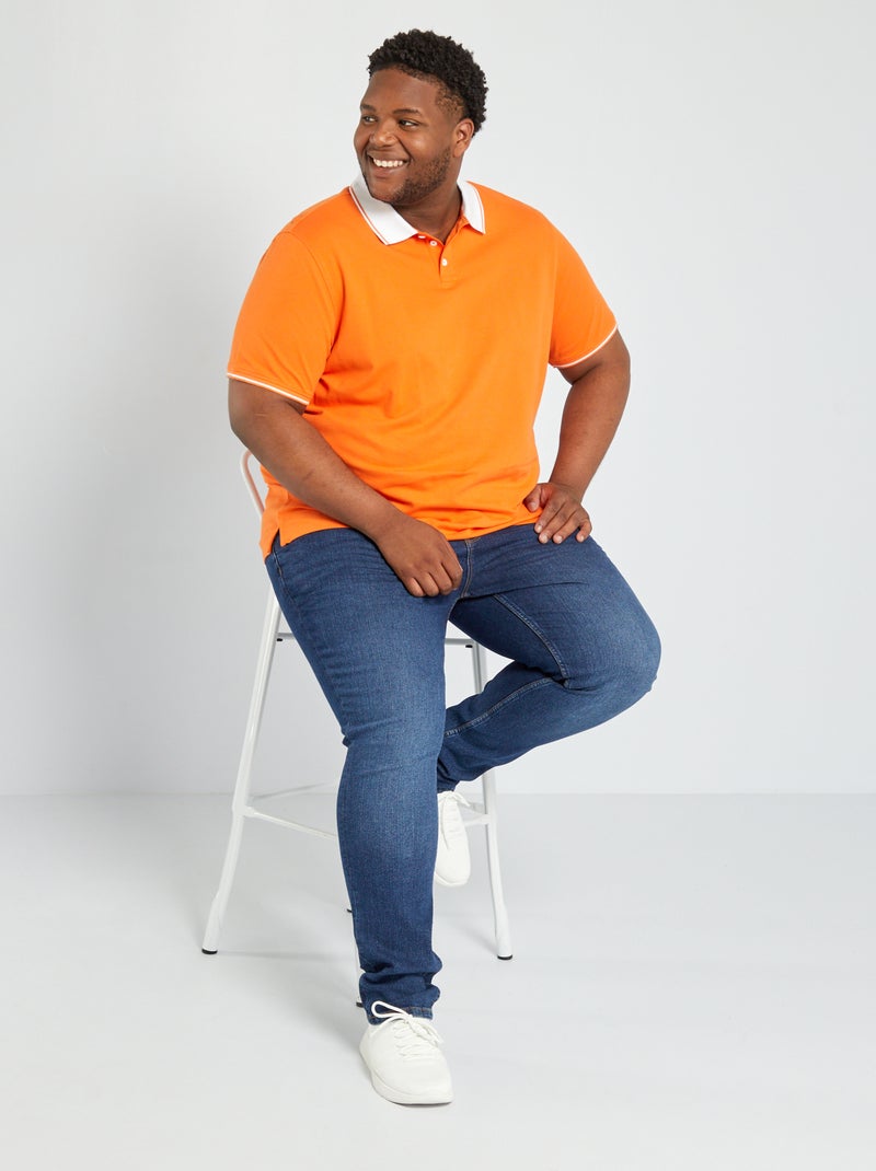 Polo en piqué de coton stretch Orange - Kiabi