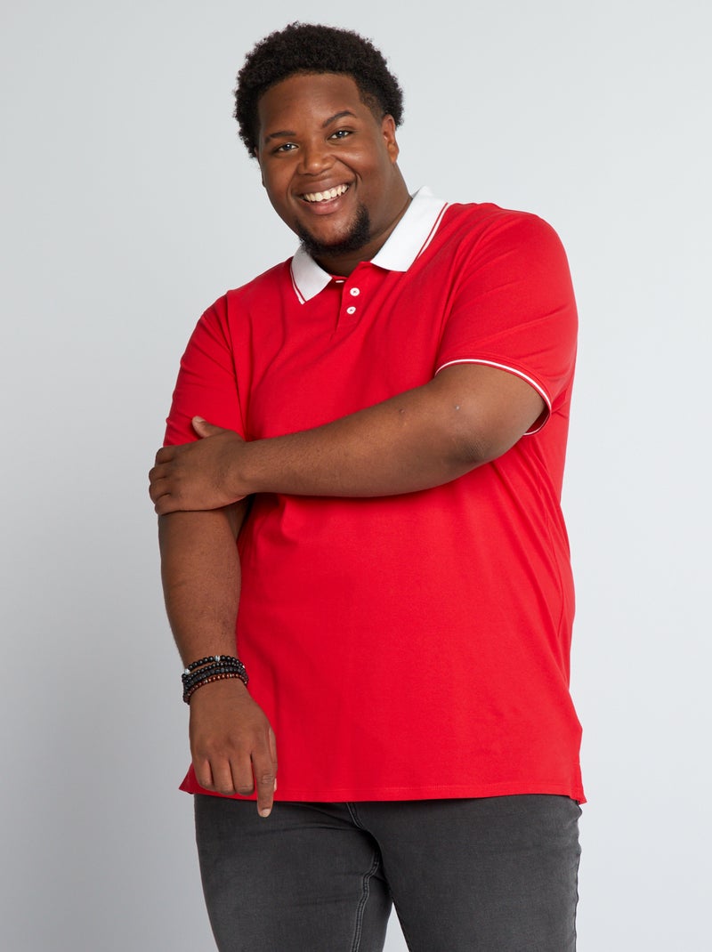 Polo en piqué de coton stretch Rouge - Kiabi