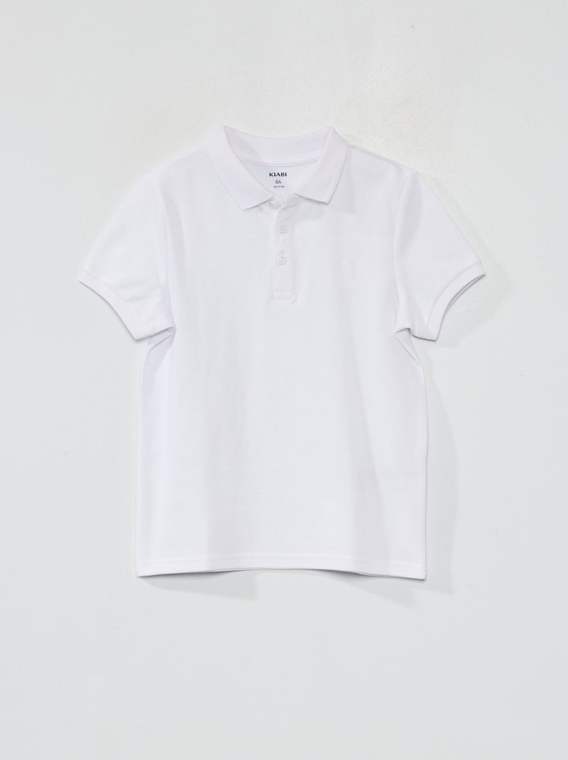 Polo en piqué de coton uni blanc - Kiabi