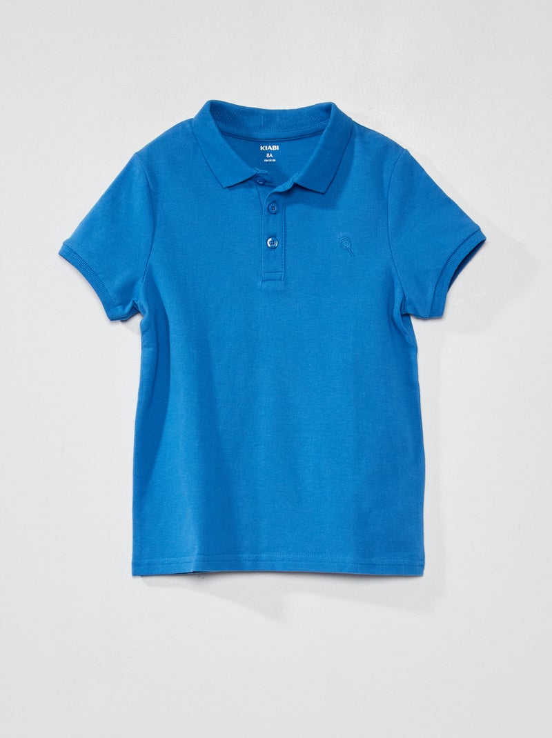 Polo en piqué de coton uni Bleu - Kiabi