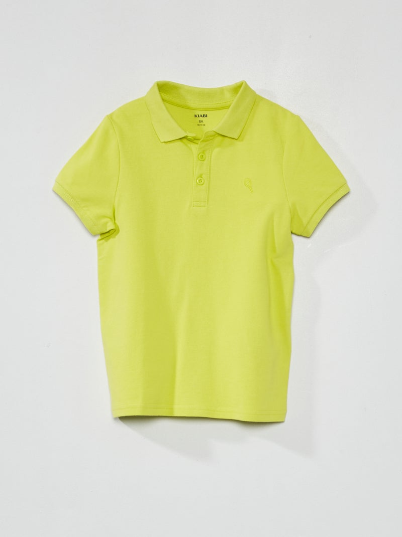 Polo en piqué de coton uni Jaune - Kiabi