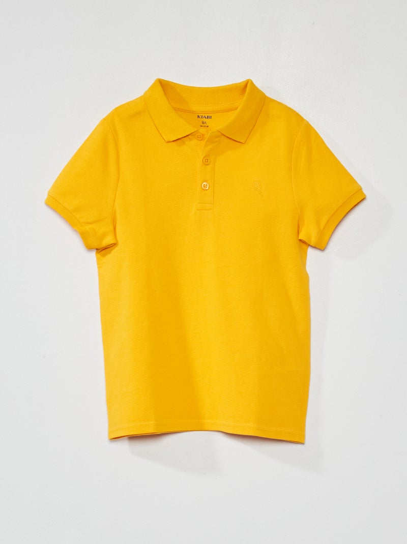 Polo en piqué de coton uni Jaune - Kiabi
