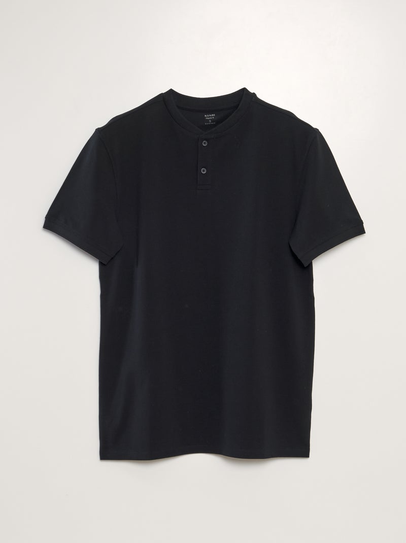 Polo en piqué de coton uni noir - Kiabi