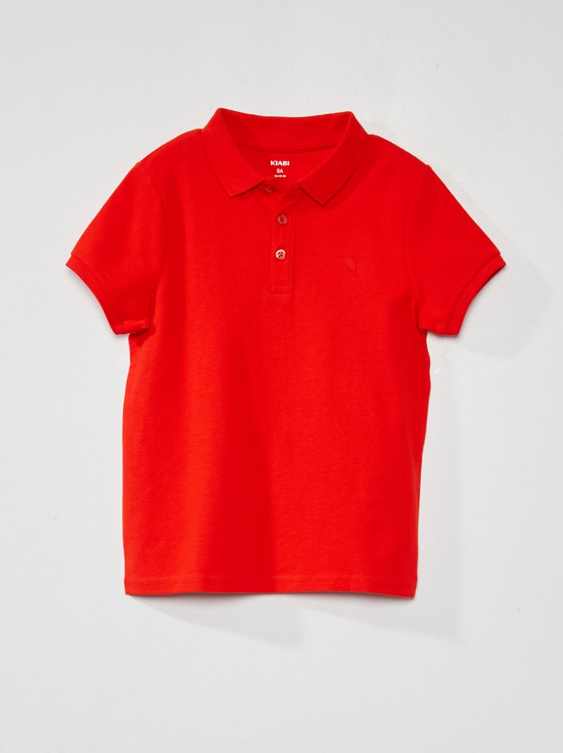 Polo en piqué de coton uni Rouge - Kiabi