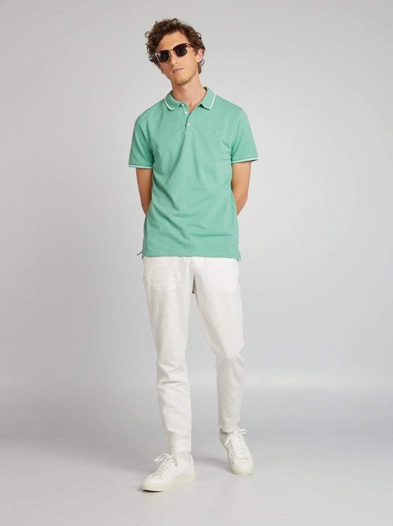 Polo en piqué de coton Vert - Kiabi