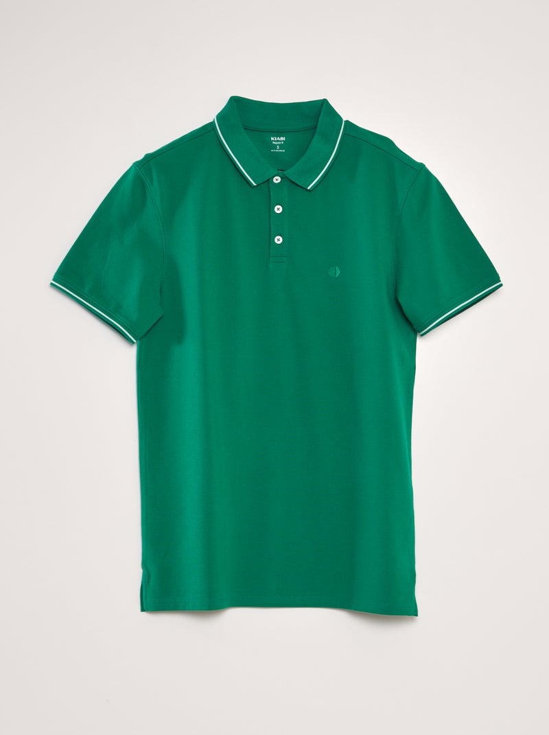 Polo en piqué de coton Vert - Kiabi