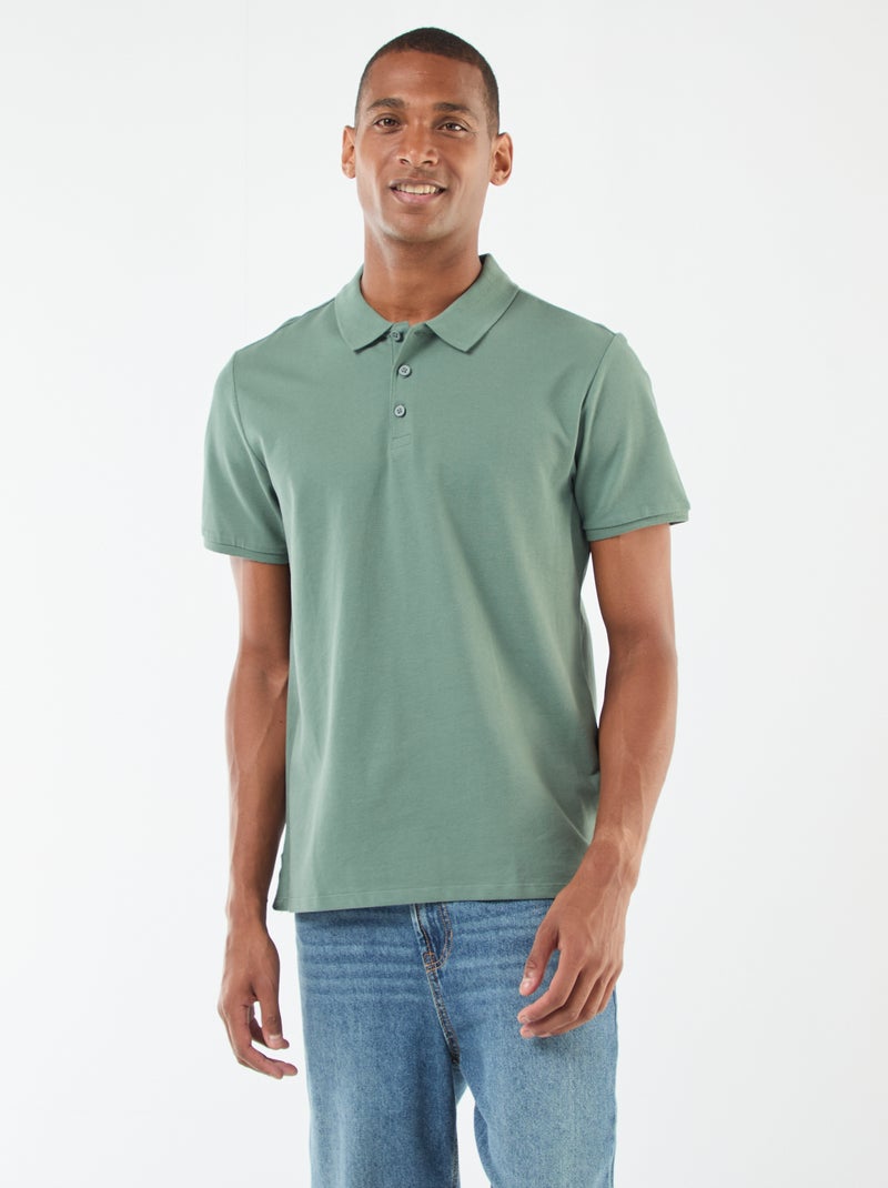 Polo en piqué de coton Vert - Kiabi