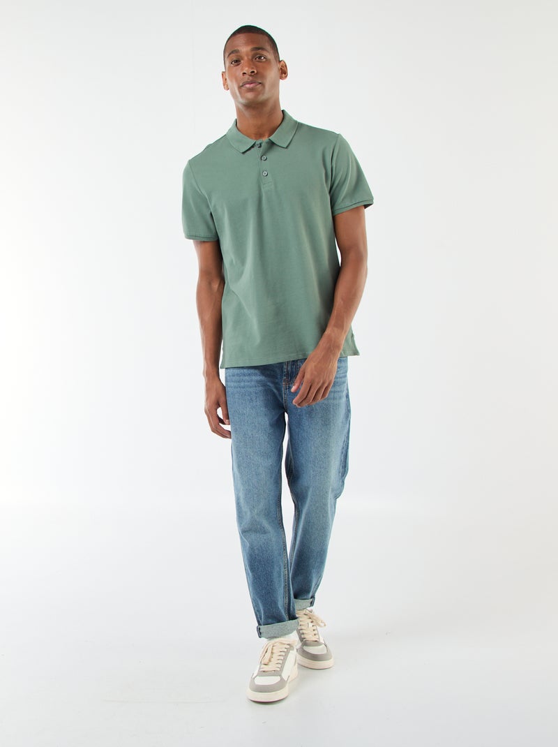 Polo en piqué de coton Vert - Kiabi