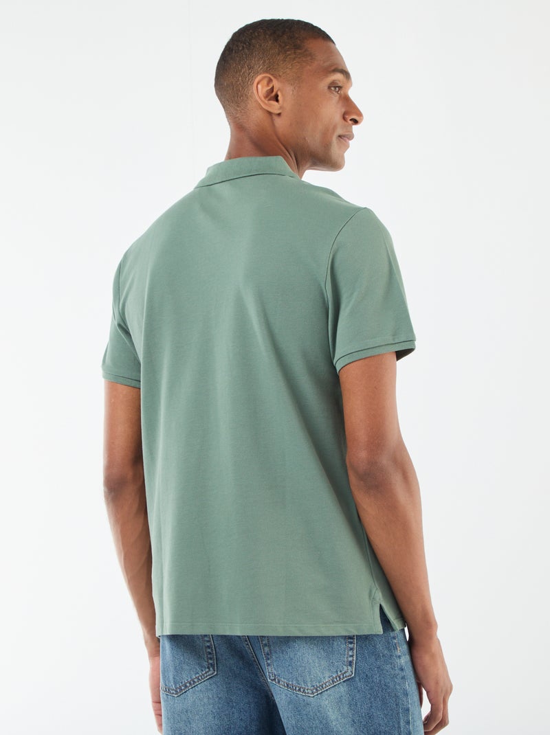 Polo en piqué de coton Vert - Kiabi