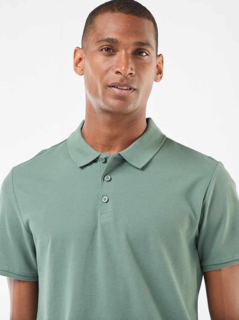 Polo en piqué de coton Vert - Kiabi
