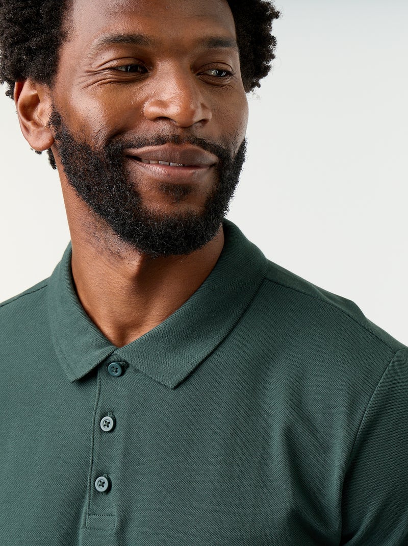 Polo en piqué de coton Vert - Kiabi