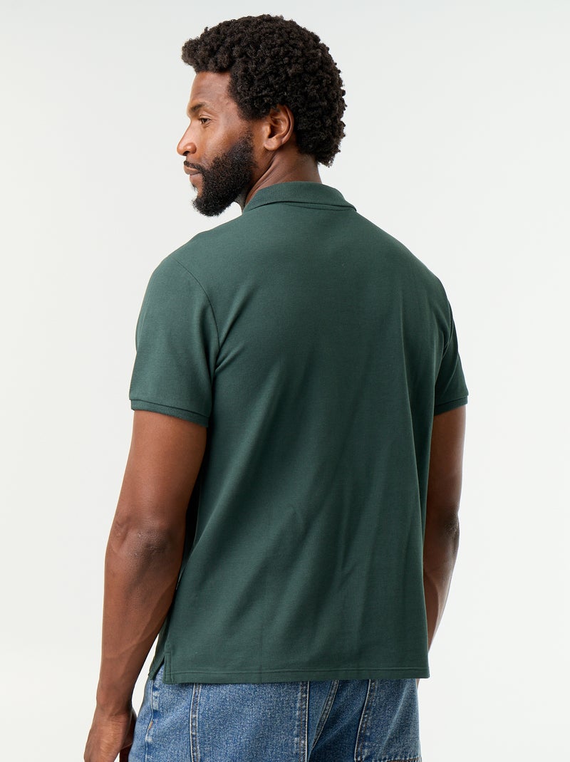 Polo en piqué de coton Vert - Kiabi