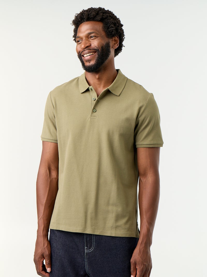 Polo en piqué de coton Vert - Kiabi