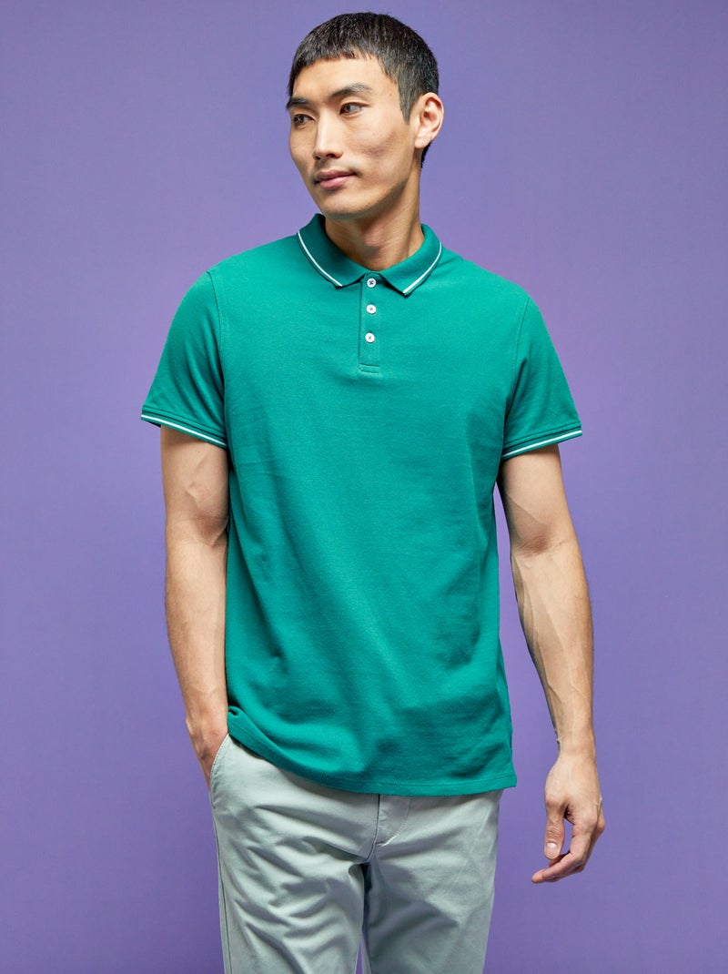 Polo en piqué de coton Vert - Kiabi
