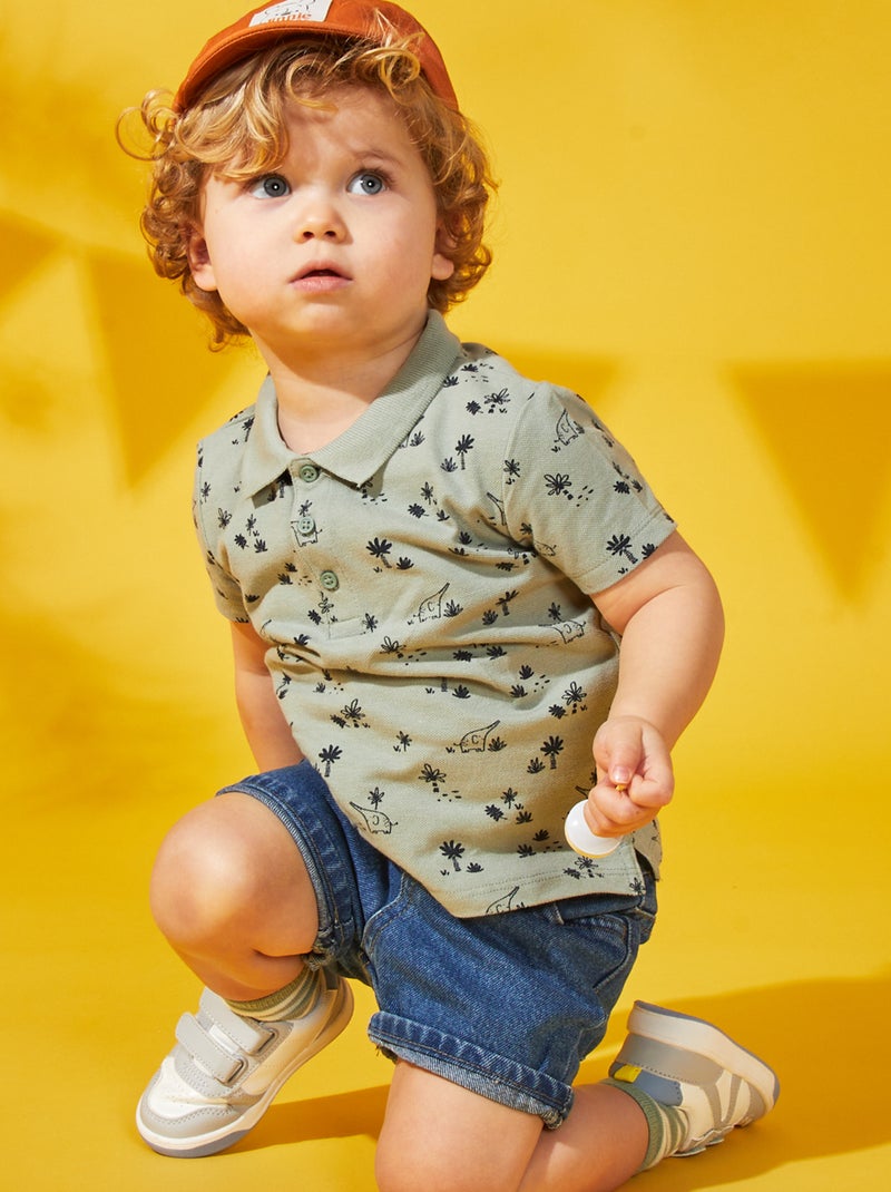 Polo en piqué de coton Vert - Kiabi