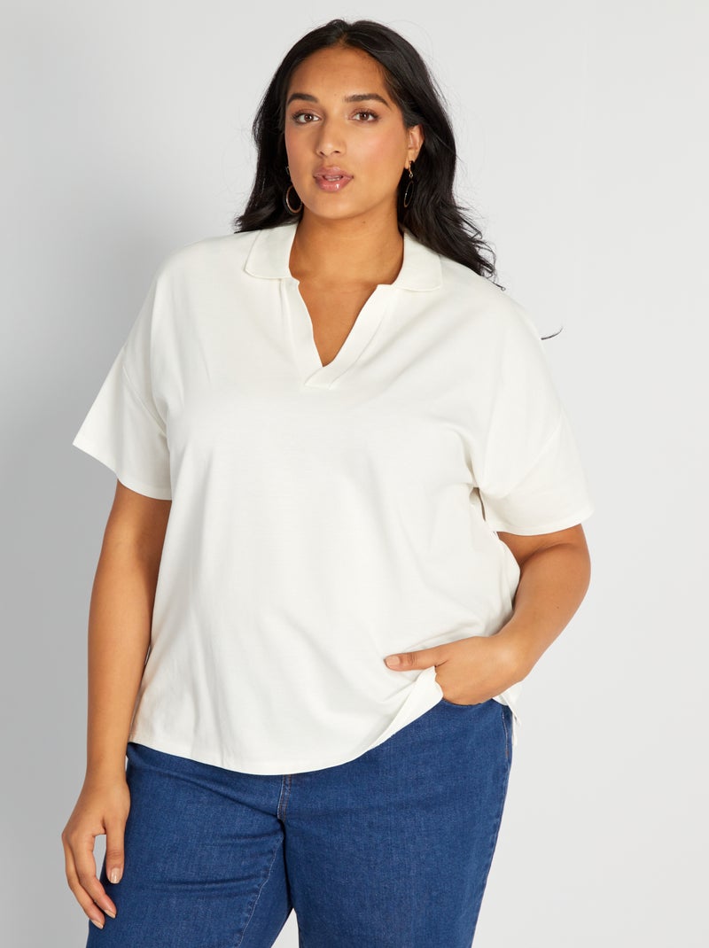 Polo en piquée de coton Blanc - Kiabi