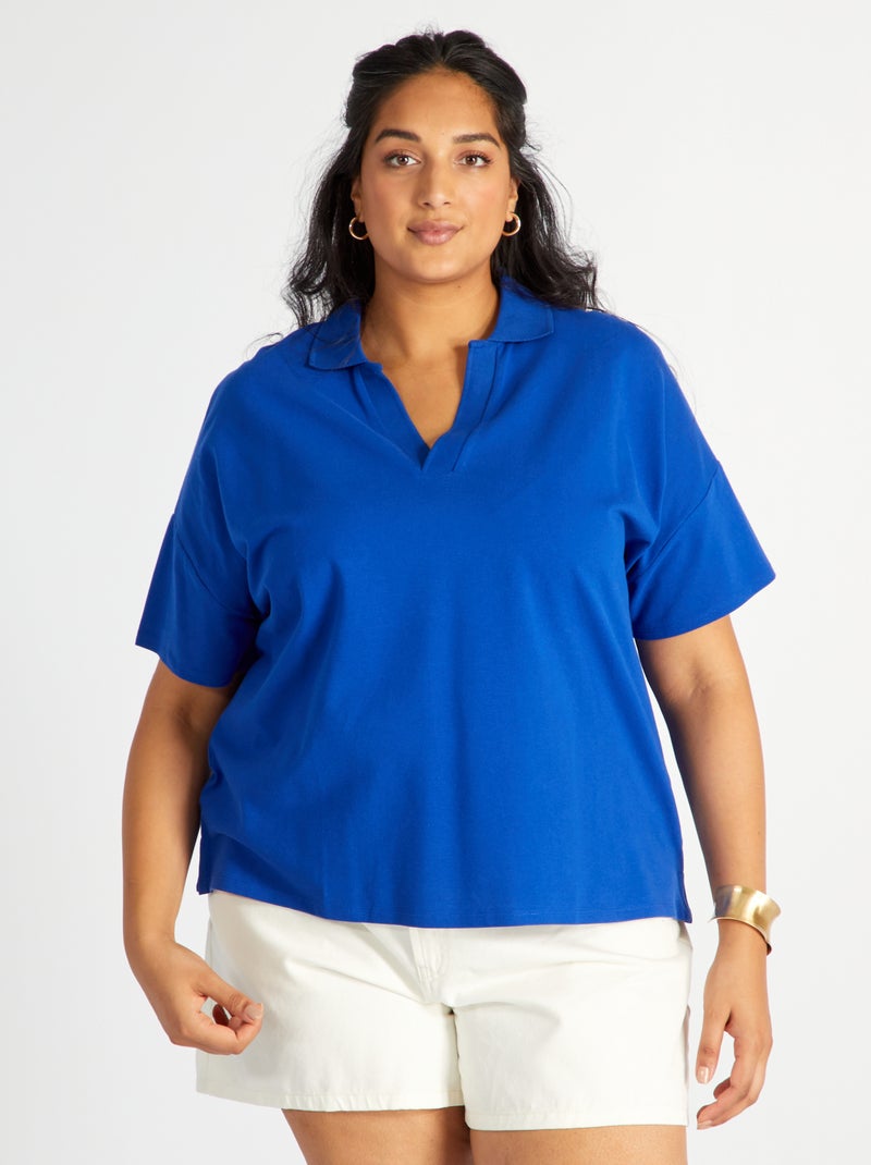 Polo en piquée de coton Bleu - Kiabi
