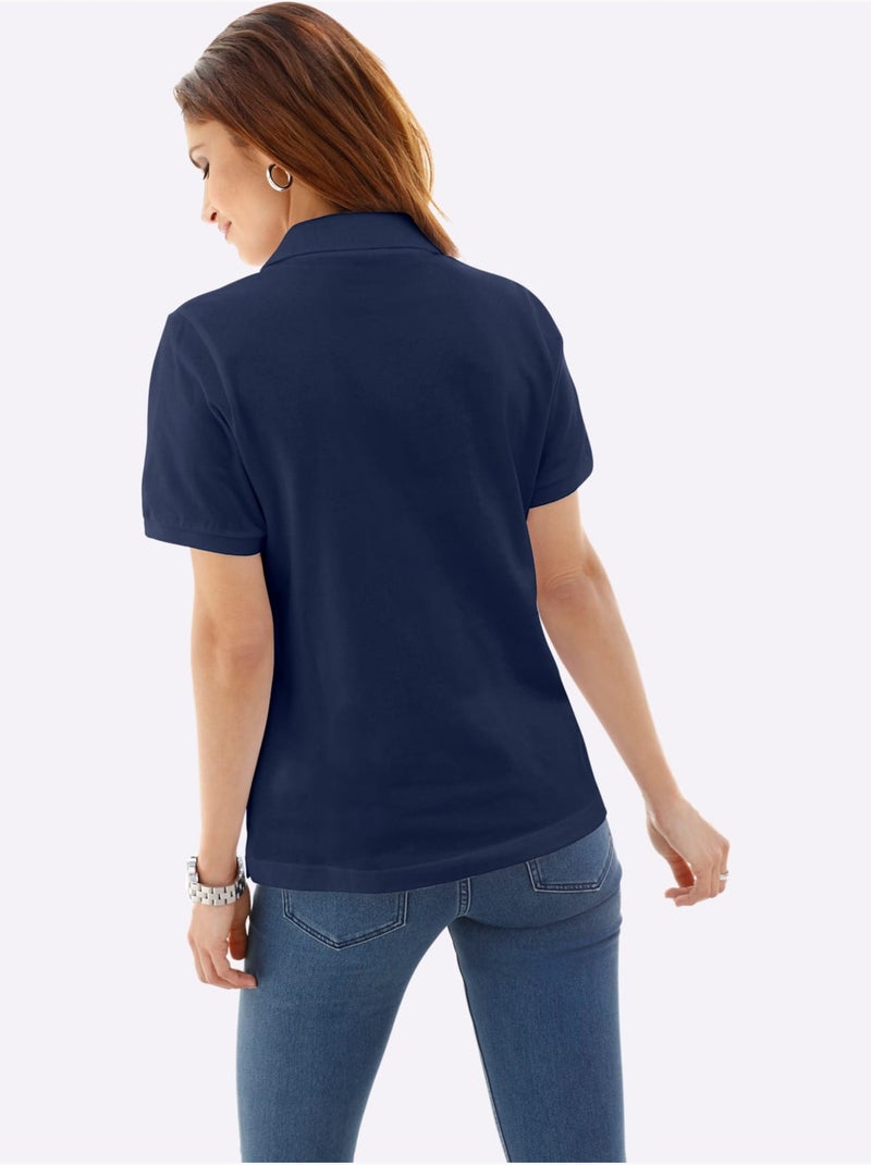 Polo en pur coton à col polo et manches courtes - Taille standard - Witt Bleu marine - Kiabi