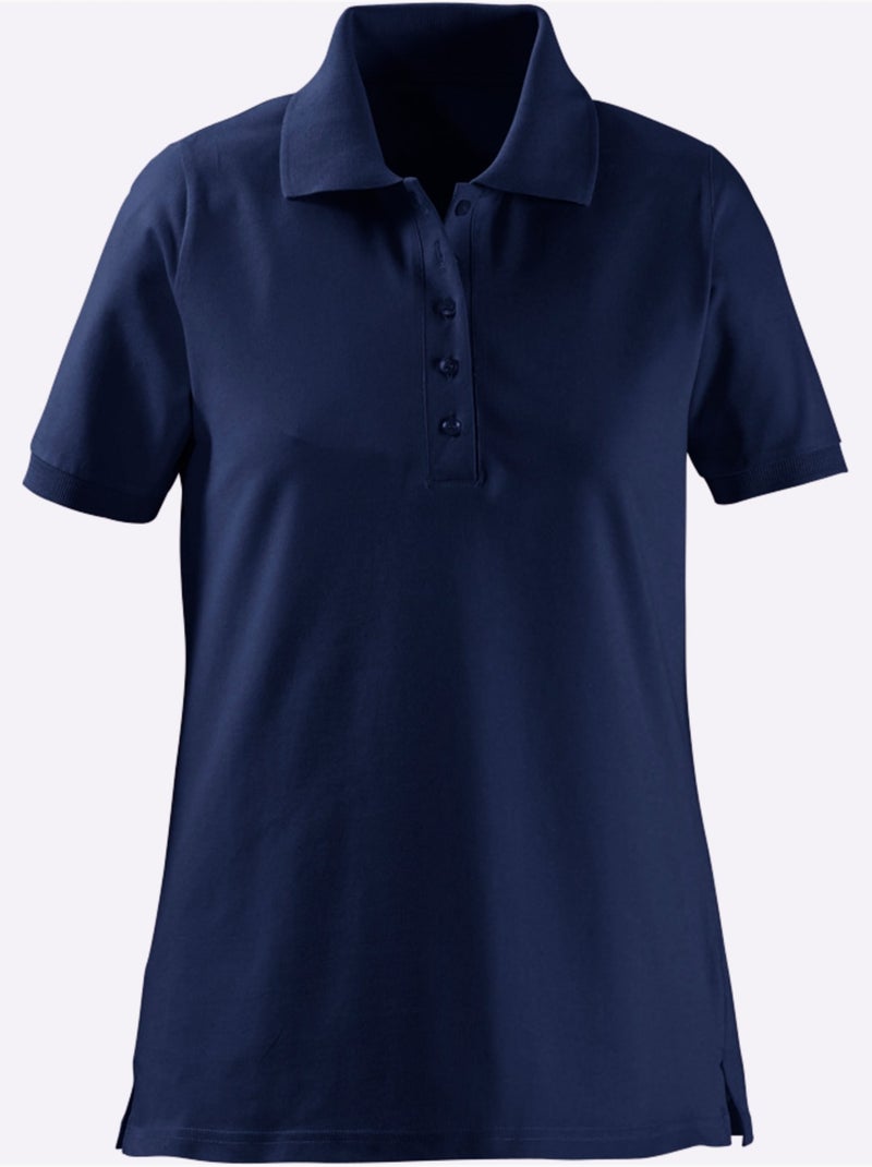 Polo en pur coton à col polo et manches courtes - Taille standard - Witt Bleu marine - Kiabi