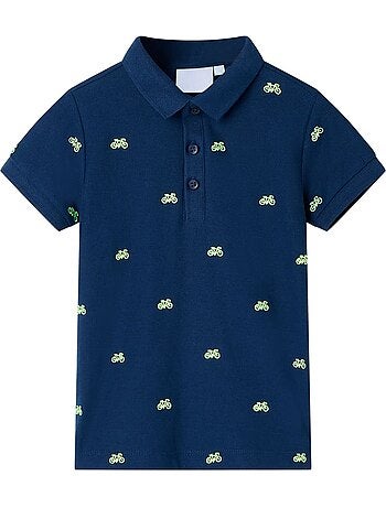 Polo enfant en coton 100% col côtelé imprimé vélo - vidaxl
