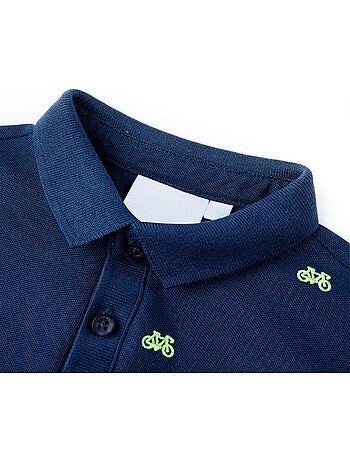 Polo enfant en coton 100% col côtelé imprimé vélo - vidaxl