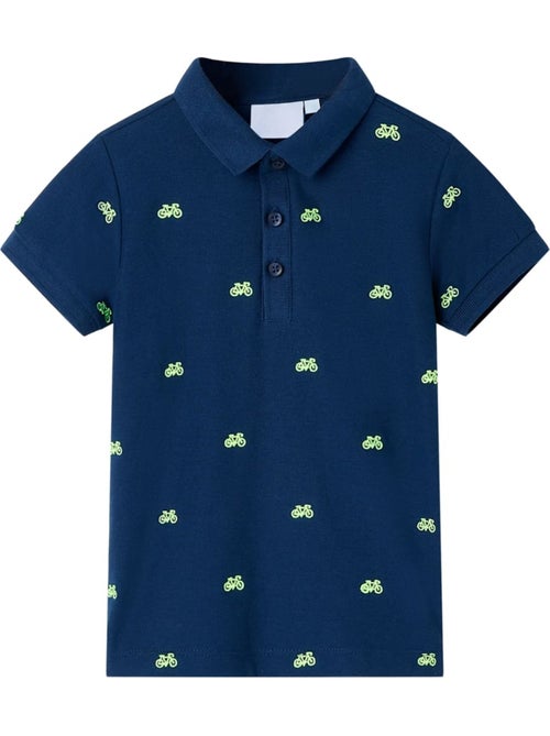 Polo enfant en coton 100% col côtelé imprimé vélo - vidaxl - Kiabi
