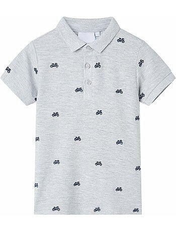 Polo enfant en coton 100% col côtelé imprimé vélo - vidaxl