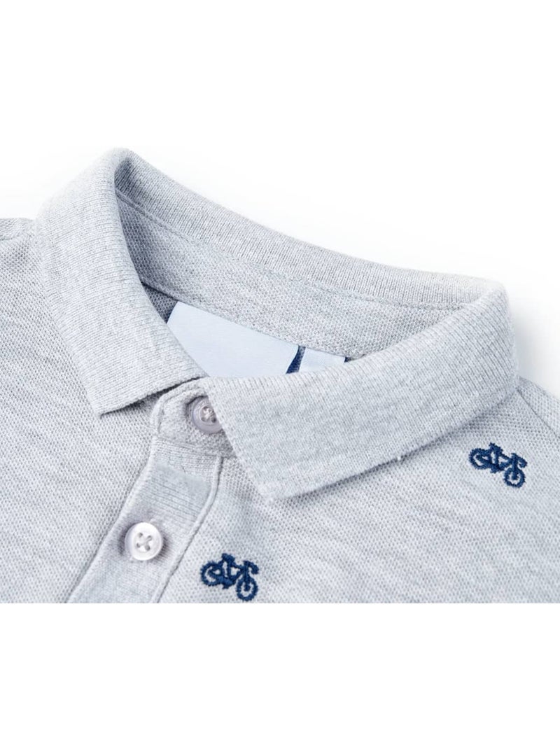 Polo enfant en coton 100% col côtelé imprimé vélo - vidaxl Gris - Kiabi