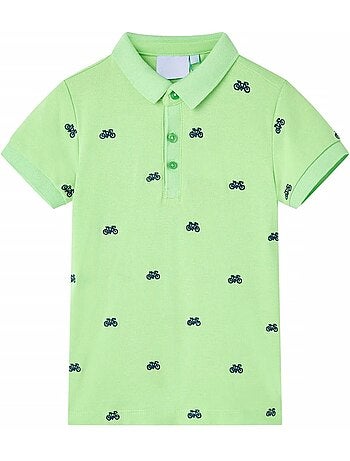 Polo enfant en coton 100% col côtelé imprimé vélo - vidaxl