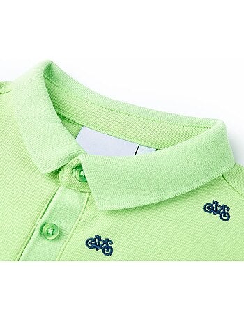 Polo enfant en coton 100% col côtelé imprimé vélo - vidaxl