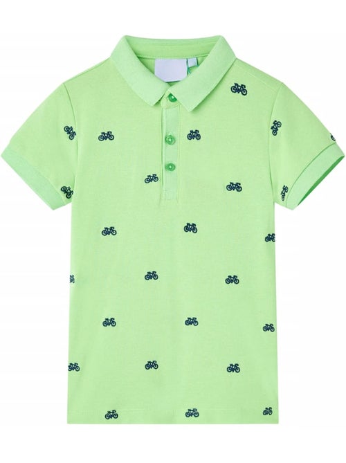 Polo enfant en coton 100% col côtelé imprimé vélo - vidaxl - Kiabi