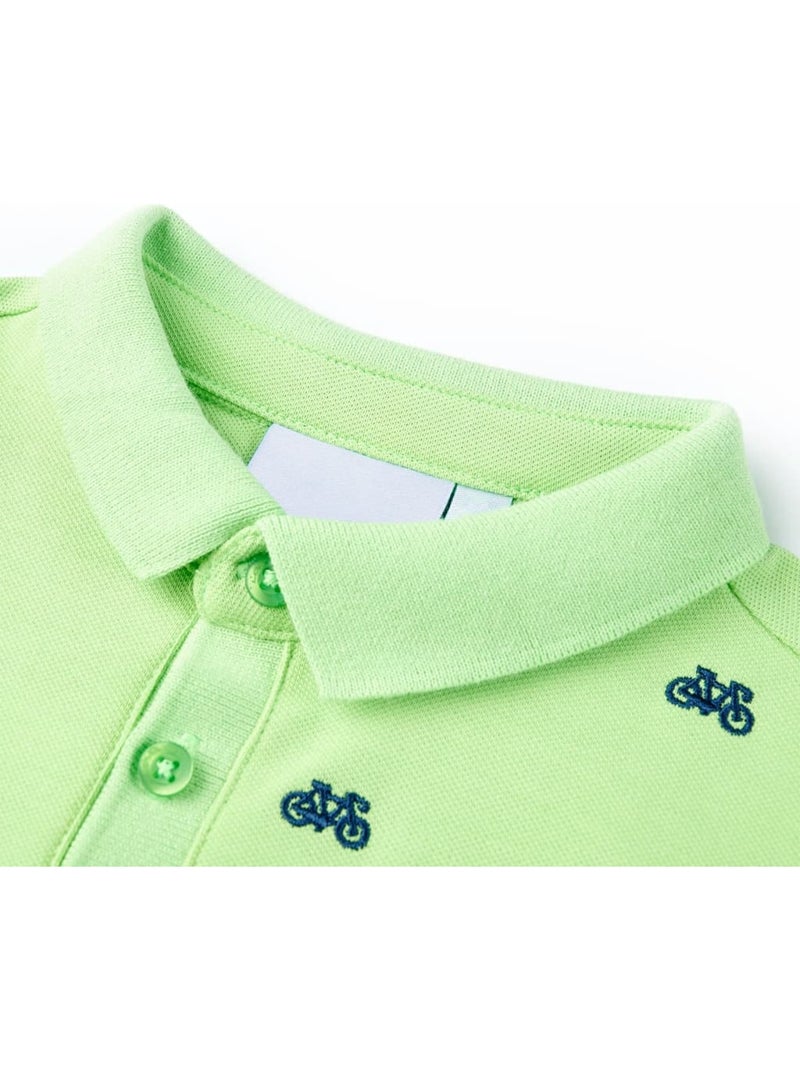 Polo enfant en coton 100% col côtelé imprimé vélo - vidaxl Vert - Kiabi