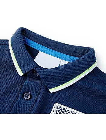 Polo enfant en coton brodé nuit col côtelé à 3 boutons - vidaxl