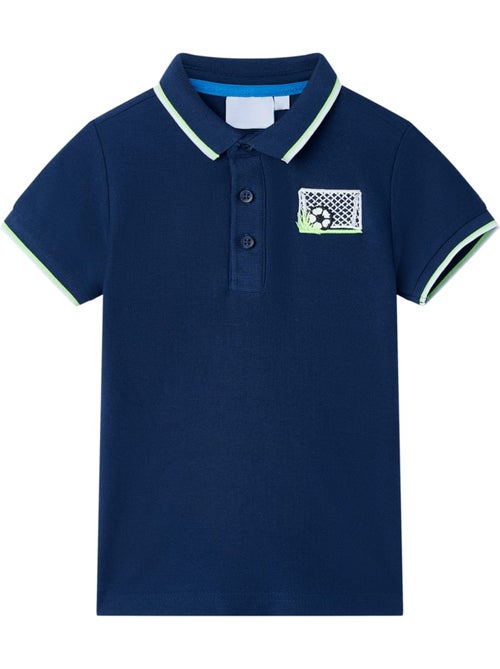 Polo enfant en coton brodé nuit col côtelé à 3 boutons - vidaxl - Kiabi